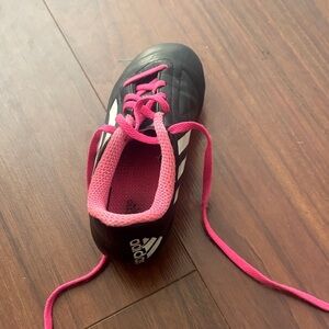 Adidas Kids Black Sneakers with Pink Laces